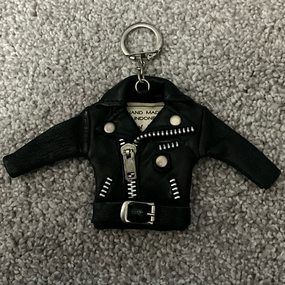 Mini Motorcycle Jacket Keychain, ‘Kirby’s Harley Davidson’